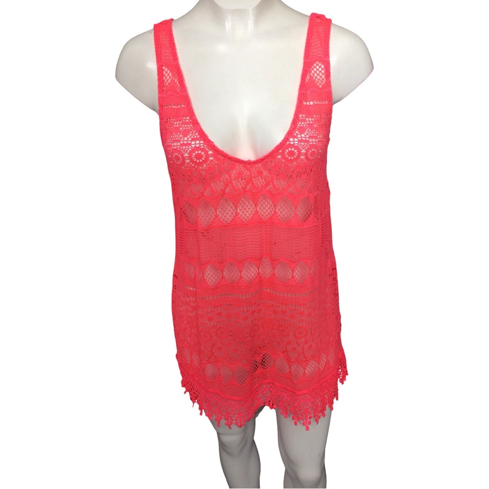 OP Neon Pink Crochet Swim Cover-Up/ Dress